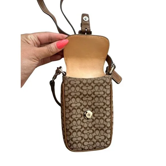 COACH Vintage Brown Logo Buckle Mini Crossbody Bag
